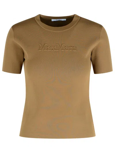MAX MARA MAX MARA 'ADELIO' HAZELNUT VISCOSE BLEND T-SHIRT WOMEN