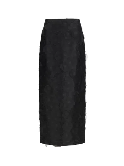 Max Mara Adepto Long Silk Skirt In Black