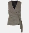 Max Mara Adige Houndstooth Wool-blend Wrap Top In Black