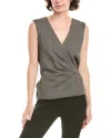 Max Mara Adige Houndstooth Wool-blend Wrap Top In Gray