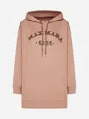 Max Mara Longline Hoodie With Drawstring And Ribbed Cuffs In Pink