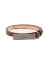 Max Mara Adjustable Brown Leather Belt With Logo Buckle In Brown