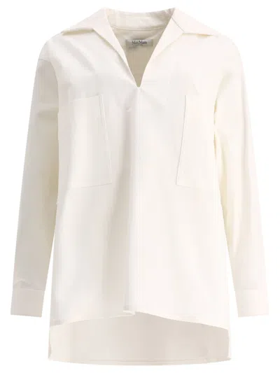 Max Mara "adorato" V Neck Shirt In White