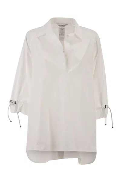 Max Mara "adorini" Cotton Popeline Oversized Shirt In Neutral