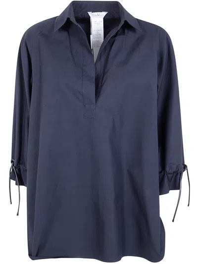 Max Mara Adorini Cotton Popeline Oversized Shirt In Blue