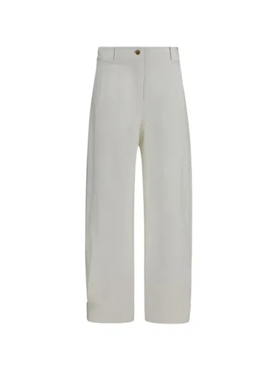 Max Mara Adorni Button-cuff Wide-leg Trousers In White