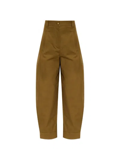 Max Mara Adorni Contrast-stitched Cropped Trousers In Green