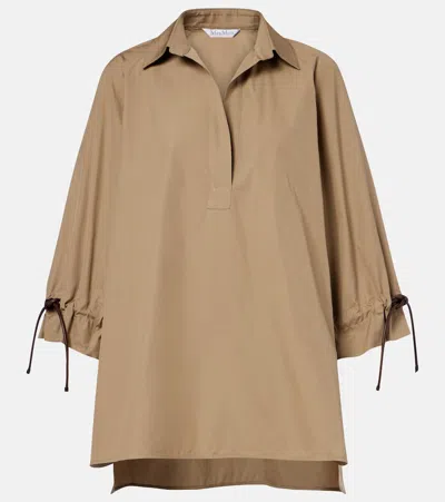Max Mara Adorni Cotton Poplin Shirt In Brown