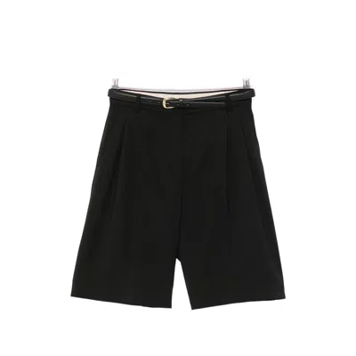 Max Mara Adorno Belted Pleated Shorts In Black