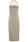 Max Mara Adorno1234 Cotton Twill Midi Dress In Verde Kaki