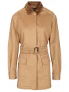 Max Mara Adv - Leva Sahariana Belted Jacket In Camel Detachable Light Down Inside Jackets Beige In Neutral