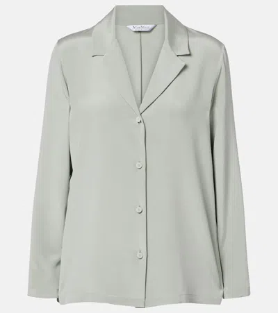 Max Mara Maxmara Mxpaedo Silk Satin Shirt In Gray