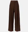 Max Mara Aereo Cotton-blend Wide-leg Pants In Brown