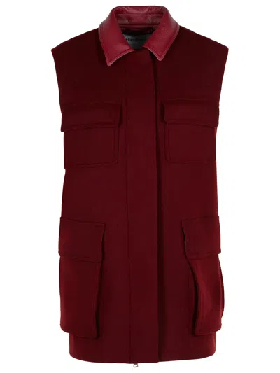 Max Mara Aeroso 1234' Long Vest In Wool, Alpaca And Cherry Cachemire In Burgundy