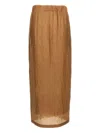 Max Mara Crinkled Texture Midi Skirt With Elastic Waistband In Brown