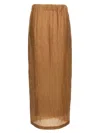 Max Mara Mid-length Crinkled Maxi Skirt With Elastic Waistband In Brown