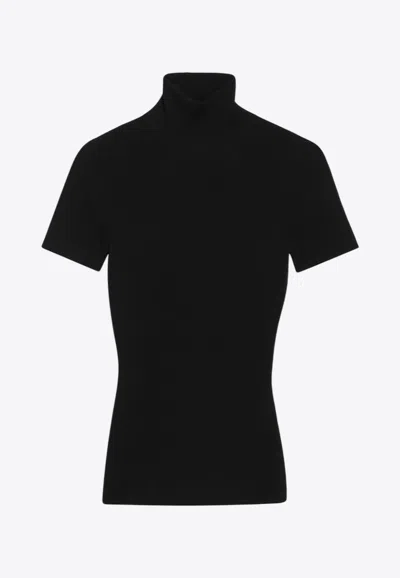 Max Mara Afa Turtleneck Wool Knit Top In Black