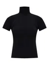 Max Mara Short-sleeved Wool Turtleneck Top In Black