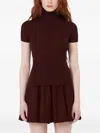 Max Mara Ribbed Roll-neck Top In Red
