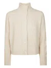 Max Mara Afelio Button-ribbed Cardigan In Neutral
