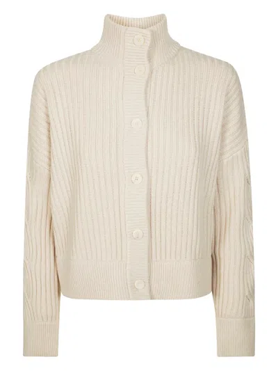 Max Mara Afelio Button-ribbed Cardigan In Neutral