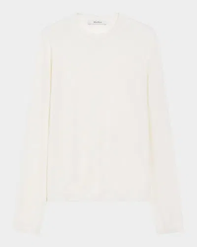 Max Mara Afelio Crewneck Cashmere Sweater In White