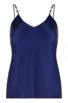 Max Mara Studio Afelio Satin Tank Top In Blue