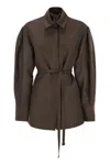 Max Mara Maxmara Women Affari - Linen And Silk Shirt With Belt In Brown