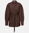 Max Mara Affari Belted Buttoned Shirt In Brown