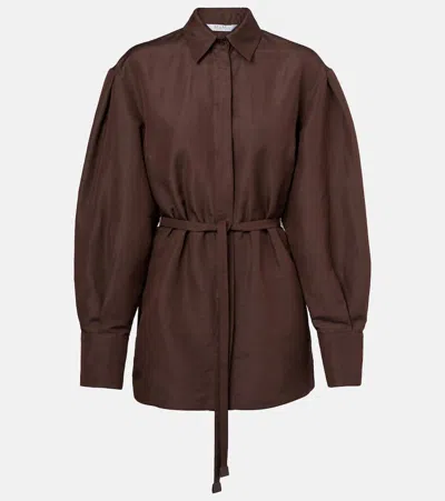 MAX MARA AFFARI BELTED LINEN AND SILK SHIRT