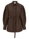 Max Mara Affari Belted Buttoned Shirt In Brown