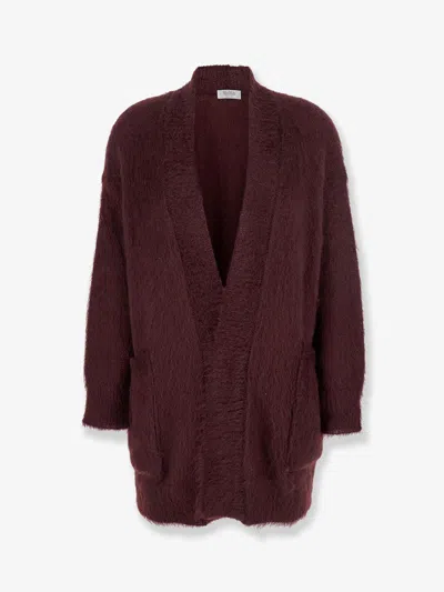 Max Mara Affetto Mohair Blend Cardigan In Red