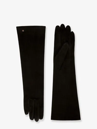 Max Mara Afide Long Suede Gloves In Black