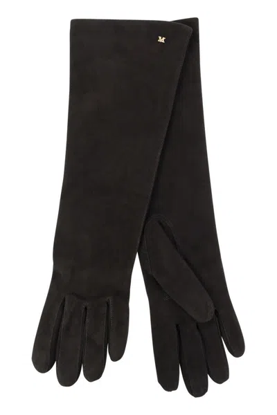 Max Mara Afideesuede - Long Suede Nappa Gloves In Brown