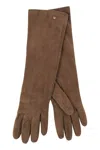 Max Mara Afidee Suede Gloves In Brown