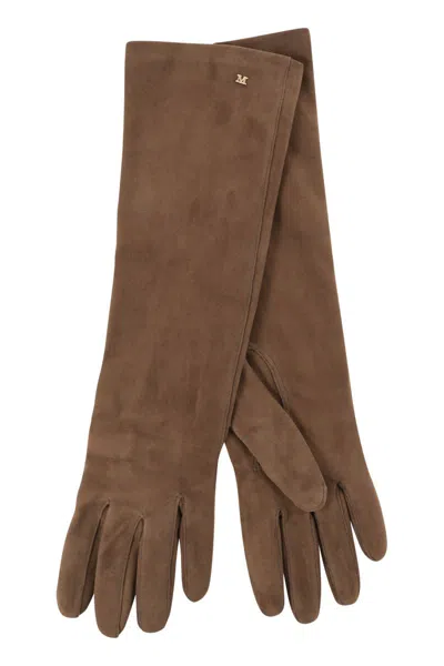 Max Mara "afideesuede" Long Gloves In Pink