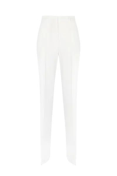 Max Mara Agami Wool Crepe Trousers In Bianco