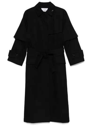 Max Mara Agamia Belted Long-sleeved Coat In Black