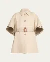 Max Mara Agape Cotton Belted Cape In Neutral