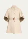Max Mara Agape Cotton Belted Cape In Sand