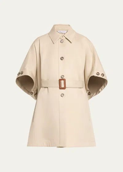 Max Mara Agape Cotton Belted Cape In Sand