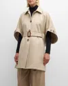 Max Mara Agape Cotton Belted Cape In Sand