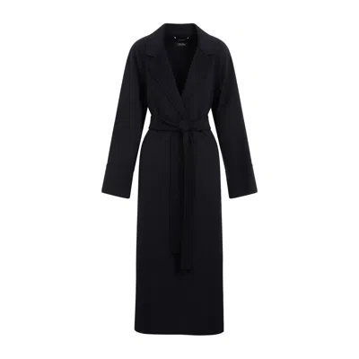 Max Mara Agata Dark Blue Coat In Navy