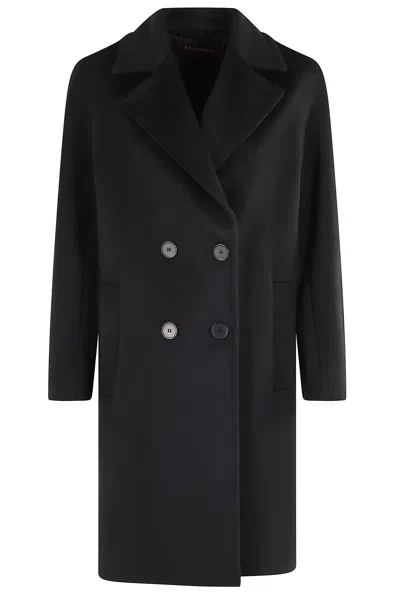 Max Mara Long Sleeve Coat In Black
