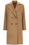 Max Mara Agenda Double Breasted Cocoon Long Wool Drap Coat Coats Beige In Brown