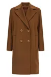 Max Mara Agenda Double Breasted Cocoon Long Wool Drap Coat Coats Brown In Brown