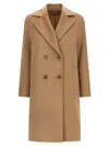 Max Mara Agenda Double Breasted Cocoon Long Wool Drap Coat Coats Beige In Brown