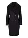 Max Mara Agenda Double Breasted Cocoon Long Wool Drap Coat Coats Blue In Black