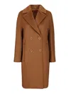 Max Mara Agenda Double Breasted Cocoon Long Wool Drap Coat Coats Brown In Brown