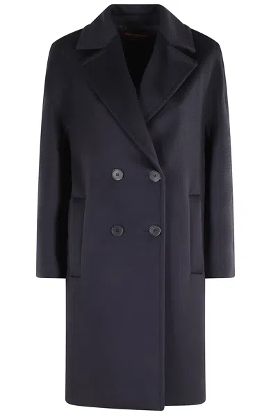 Max Mara Long Sleeve Coat In Blue